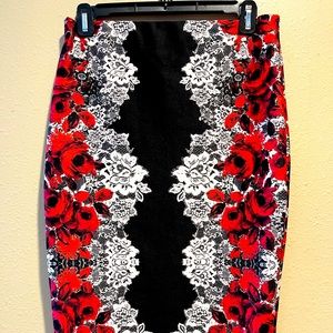 A Byer Women’s Rose Petal Black/Red/White 
skirt Size M